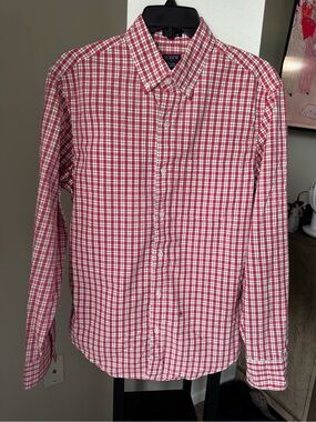 J. Crew Red and White Plaid Button-Down Shirt